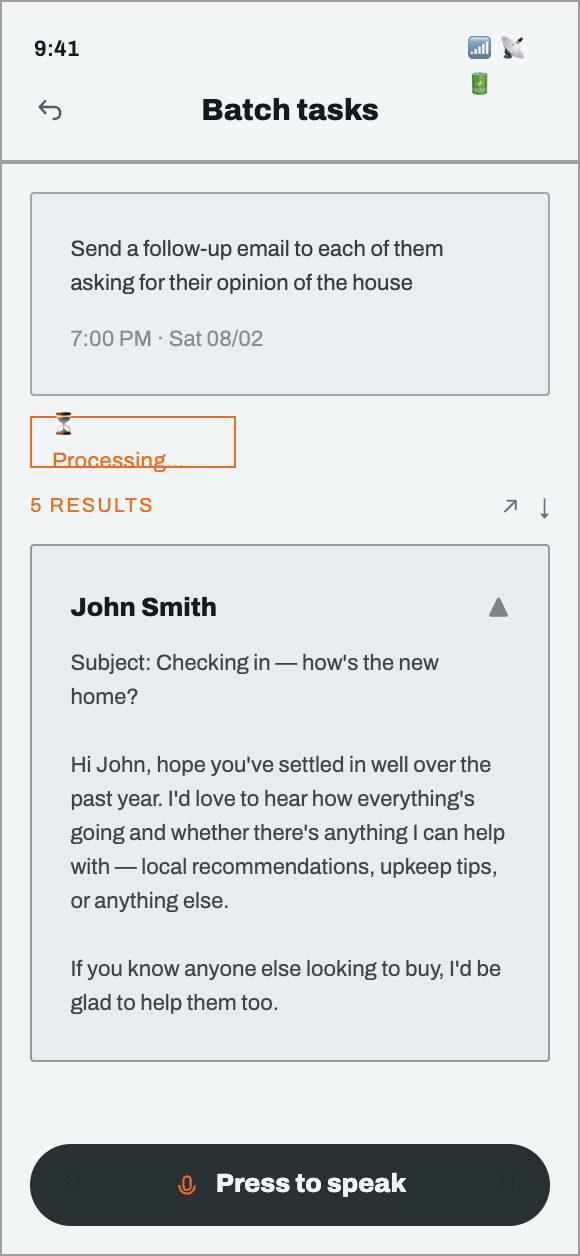 Batch tasks — Application screenshots from the Tribulls iOS app