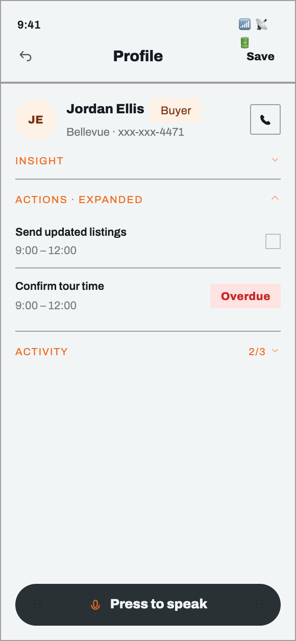 Client detail — Application screenshots from the Tribulls iOS app
