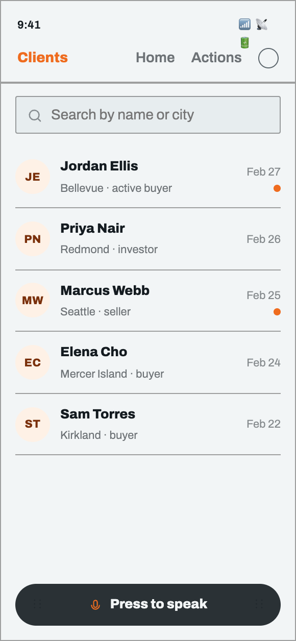 Clients — Application screenshots from the Tribulls iOS app